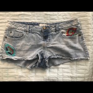 Flower jean shorts